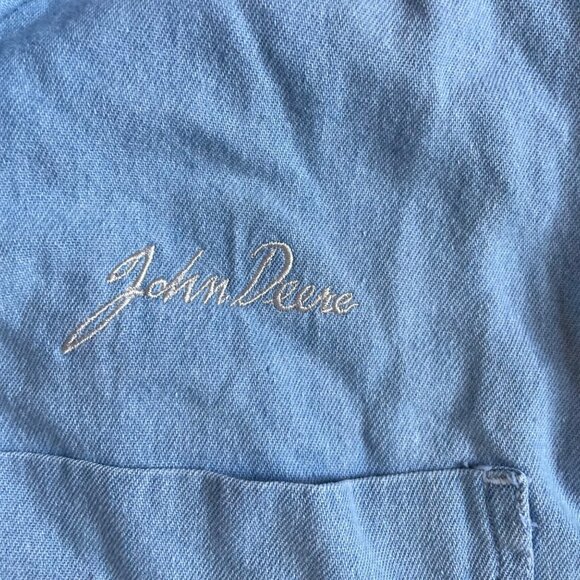 VTG  90s John Deere Light Wash Denim Button Down Shirt XL Most Wanted Cabincore - Picture 4 of 7